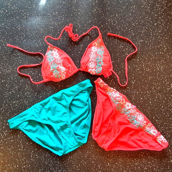 Xhilaration Swim Xhilaration 3 Pc Bikini Mix Match Melon Tq